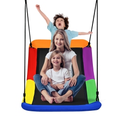 SLICKBLUE 700Lb Giant 60 Inch Skycurve Platform Tree Swing for Kids And Adults-Multicolor