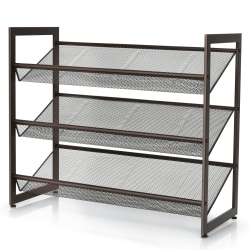 SLICKBLUE 3-Tier Metal Shoe Rack for Hallway And Entryway, Flat And Slant Shelves for Easy Storage