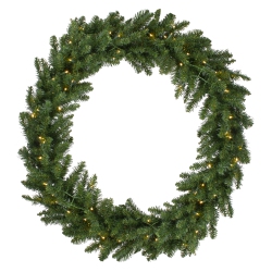 NORTHLIGHT Pre-Lit Buffalo Fir Commercial Artificial Christmas Wreath - 6' - Warm Lights In White