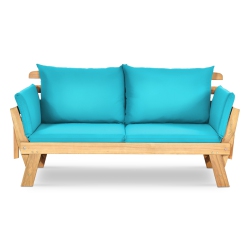 SLICKBLUE Adjustable Patio Convertible Sofa With Thick Cushion -Turquoise