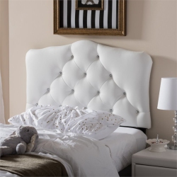 BOWERY HILL Faux Leather Upholstered Twin Headboard In In White
