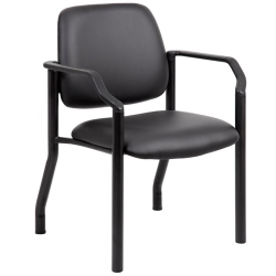 BOSS OFFICE PRODUCTS Big And Tall Faux Leather Guest Chair In In Black