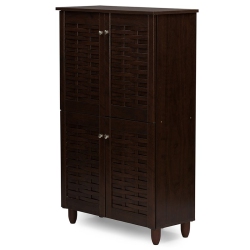 BAXTON STUDIO Winda 4 Door Shoe Cabinet In In Dark Brown