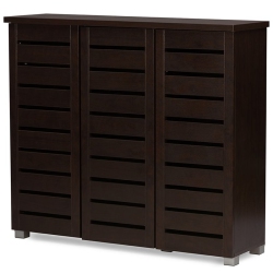 BAXTON STUDIO Adalwin 3 Door Shoe Cabinet In In Dark Brown