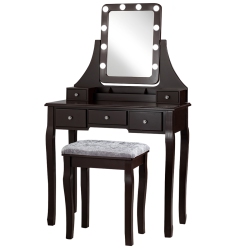 SLICKBLUE Vanity Table Set With Rectangular Mirror-Coffee