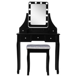 SLICKBLUE Vanity Table Set With Rectangular Mirror-Black