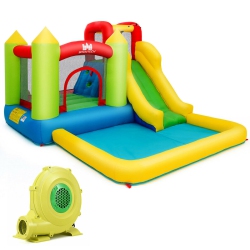 GYMAX Outdoor Inflatable Bounce House Water Slide Climb Bouncer Pool