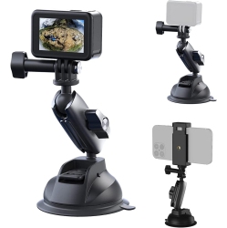 DOLAER Aluminum Alloy Suction Cup Mount for Gopro And Cell Phone 360° Rotation Heavy Duty \w 1/4-20 Thread for Gopro Hero 10/9/max, Insta360, Osmo