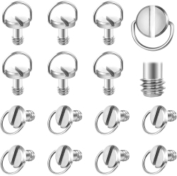 DOLAER Camera Mounting Screw 15 PCs D Shaft D-Ring 1/4 Mounting Screw, Quick Release Camera Flathead Slot Screw for Camera Tripod Monopod