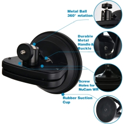 DOLAER Suction Cup Mount for Heavy Duty Dslr/nucam Wr/gopro, Strong 5' Diameter Suction Base Abs, Perfect for Car/boat/frame/window, Aluminum \w