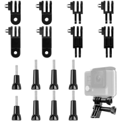 DOLAER 16 PCs 3-Way Pivot Arm Assembly Extension Kit, 3 Way Adjustable Pivot Arm Extension Thumb Knob Buckle Clip Basic Mount for Gopro Hero Sjcam