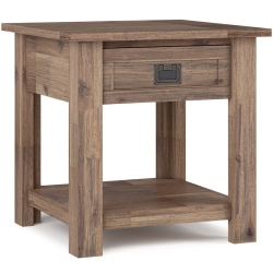 SIMPLI HOME Monroe 22" Square Rustic Solid Wood End Table In Rustic Aged In Brown