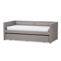 BOWERY HILL Contemporary Twin Daybed In Linen Fabric In Gray