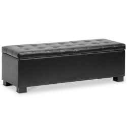BAXTON STUDIO Roanoke Leather Tufted Storage Ottoman Bench In In Black