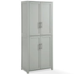 CROSLEY FURNITURE Savannah Tall Wooden Shaker Pantry In In Gray