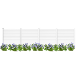 TOPBUY Outdoor Privacy Fence Panel 2 Picket Pvc Decorative Fence W/3 Cuspidal Stakes Trash Enclosure & Air Conditioner Freestanding Fence for Garden