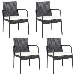 TOPBUY Patiojoy 4 PCs Patio All-Weather Wicker Rattan Dining Chairs Outdoor Arm Cushioned Seats Armrest Garden