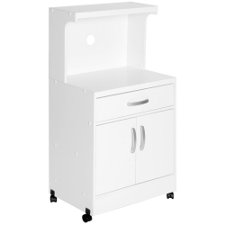 PEMBERLY ROW Modern Kitchen Wooden Microwave Cart In In White