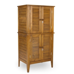 HOMESTYLES Maho Wood Outdoor Storage Cabinet In In Brown