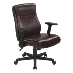 OFFICE STAR Mid-Back Managers Office Chair With Flip Up Arms In Chocolate Faux Leather