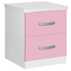 PEMBERLY ROW Contemporary Faux Wood 2 Drawer Nightstand In Pink & In White