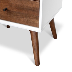 PEMBERLY ROW Mid-Century Solid Wood 2-Drawer Nightstand In In White