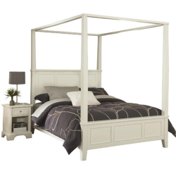 HOMESTYLES Naples Off Wood Queen Bed And Nightstand In White