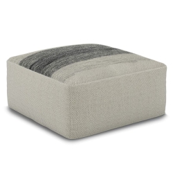PEMBERLY ROW Modern Boho Square Fabric Woven Pouf In Gray And In White
