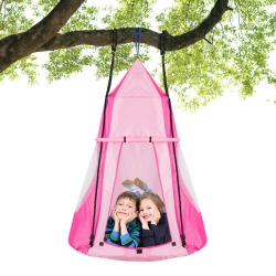GYMAX 40" Kids Hanging Chair Swing Tent Set Hammock Nest Pod Seat