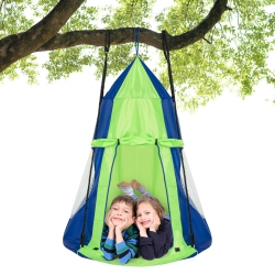 GYMAX 40" Kids Hanging Chair Swing Tent Set Hammock Nest Pod Seat