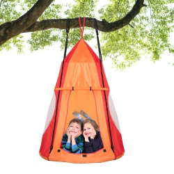 GYMAX 40" Kids Hanging Chair Swing Tent Set Hammock Nest Pod Seat