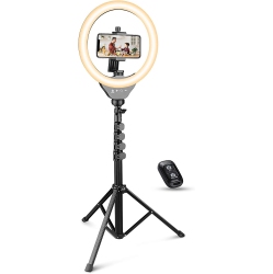 DOLAER 10" Selfie Ring Light \w Stand And Phone Holder, Led Ring Light \w 62" Stand And Bluetooth Shutter for Video Recording＆live