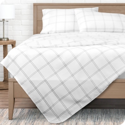 BARE HOME Flat Top Sheet Premium 1800 Ultra-Soft Microfiber Collection - Double Brushed, Hypoallergenic, Wrinkle Resistant, Easy Care (Modern Plaid