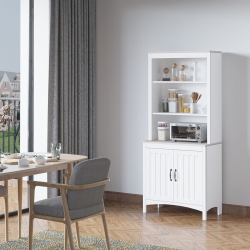 HOMCOM 70" Kitchen Buffet With Hutch, Storage Cabinet With Shelves Countertop