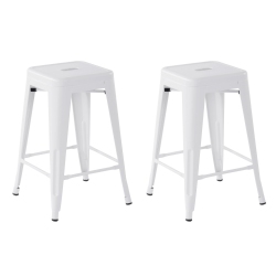 HOMY CASA Industrial 24 Inch Metal Counter Height Bar Stools Set Of 2, Tolix Style Backless Stackable Stools for Kitchen Island, Pub, Bistro
