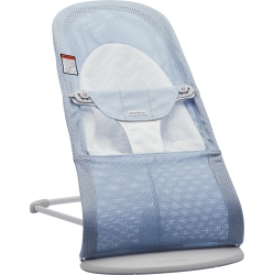 BABYBJRN Babybjorn Bouncer Balance Soft - Mesh, Sky Blue/white On Light Frame In Grey
