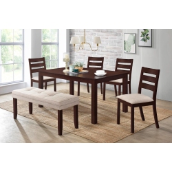 AERYS Bostin Solid Wood Dining Table Set With 4 Dining Chairs And 1 Dining Bench In Cappuccino