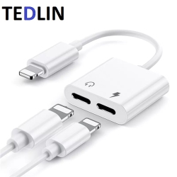 TEDLIN 2 In 1 Dual Lightning Headphone Jack Adapter Splitter With Audio & Charge for Iphone