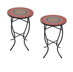 JIALLO Mosaic Art Collection Sunflower Accent Table (Set Of 2)