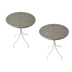 W UNLIMITED Mosaic Art Collection Peace Lily Accent Table (Set Of 2)