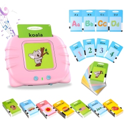 ULTREND 384 Words Toddler Learning Toys - Audible Talking Flash Cards, Sensory Toys for Autism, Sight Words Flashcard Device for Kids (Pink)