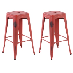 HOMY CASA Industrial 29 Inch Metal Bar Stools Set Of 2, Tolix Style Backless Stackable Stools for Kitchen, Bistro, Pub