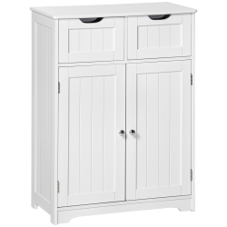 KLEANKIN Freestanding Bathroom Storage Cabinet, Bathroom Floor Cabinet With 2 Drawers, Adjustable Shelf, for Living Room Or Entryway In White