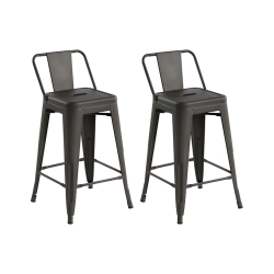 HOMY CASA Industrial 29 Inch Metal Bar Stools Set Of 2 With Low Back, Tolix Style Stackable Stools for Kitchen, Bistro, Pub