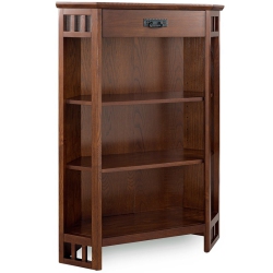 LEICK FURNITURE Riley Holiday 3 Shelf Corner Bookcase In Mission Oak