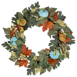 NORTHLIGHT Green And Foliage And Gourds Thanksgiving Artificial Wreath, 22-Inch In Orange