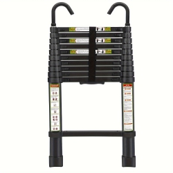 COOLHUT Telescopic Ladder, 12.5Ft Aluminum Telescoping Ladder \w Non-Slip Feet And Stable Hook, Portable Extension Ladder for Household And Outdoor