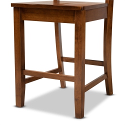 BAXTON STUDIO Walnut Finished Wood 2-Piece Counter Stool Set In Brown