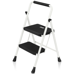 COOLHUT 2 Step Ladder, Folding Step Stool, Step Stool \w Wide Anti-Slip Pedal, Portable Folding Step Ladder \w Handgrip, Multi-Use Steel Ladder For