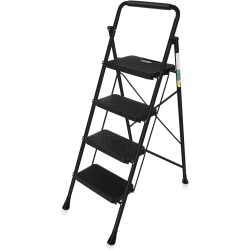 COOLHUT 4 Step Ladder, Folding Step Stool, Step Stool \w Wide Anti-Slip Pedal, Portable Folding Step Ladder \w Handgrip, Multi-Use Steel Ladder For